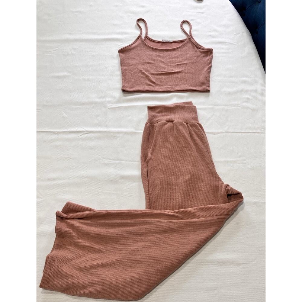 Phil Love Women’s Pajamas Lounge Wear Bottoms & Crop Tank. So Soft & Comfy Sz L